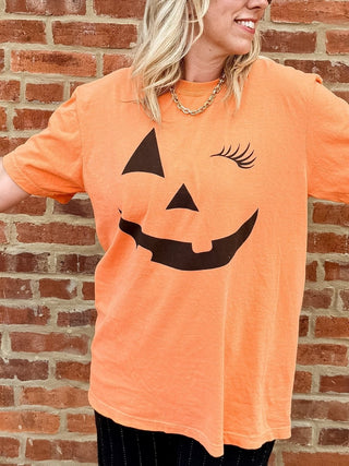 Pumpkin Face Comfort Color Tee - Limeberry Designs