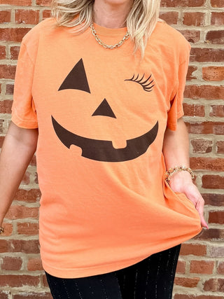 Pumpkin Face Comfort Color Tee - Limeberry Designs
