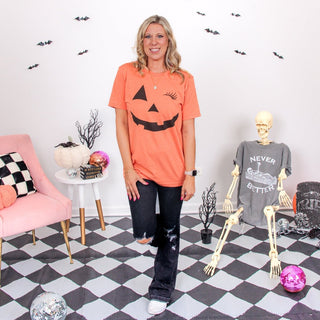 Pumpkin Face Wholesale Bella Graphic Tee - Fast Shipping - Limeberry Designs