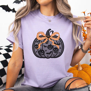Pumpkin Lace With Orange Bow Comfort Color Graphic Tee - Limeberry Designs