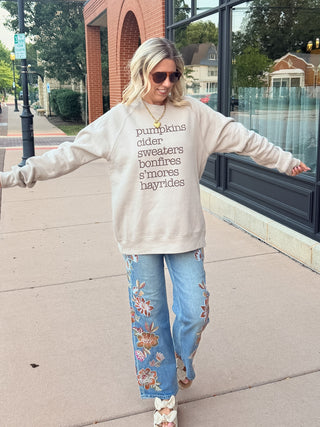 Pumpkin Cider Fall List Premium Sueded Sweatshirt