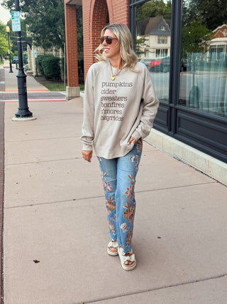 Pumpkin Cider Fall List Premium Sueded Sweatshirt