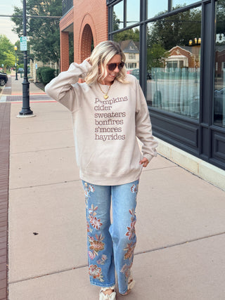 Pumpkin Cider Fall List Premium Sueded Sweatshirt
