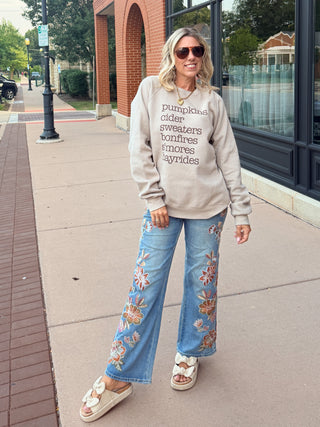 Pumpkin Cider Fall List Premium Sueded Sweatshirt
