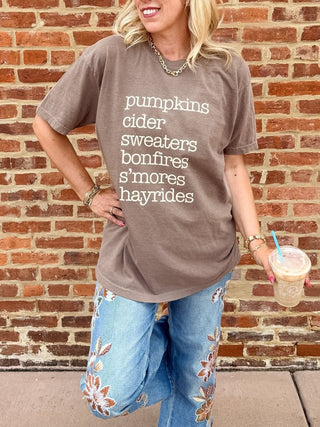 Pumpkins Cider Fall List Comfort Color Tee - Limeberry Designs