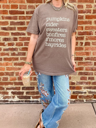 Pumpkins Cider Fall List Comfort Color Tee - Limeberry Designs
