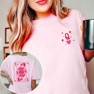 Queen Of Hearts Graphic Comfort Color Tee Front & Back Design - Limeberry Designs