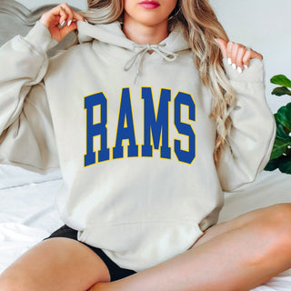 Rams Collegiate Letter Graphic Sweatshirt + Hoodie