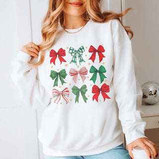 Red & Green Christmas Bow Collage Graphic Sweatshirt - Limeberry Designs