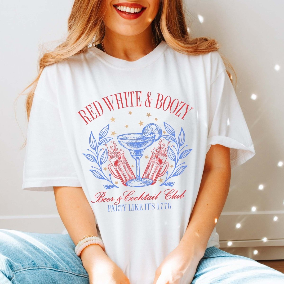 Red White & Boozy Cocktail Club Comfort Color Tee - Limeberry Designs