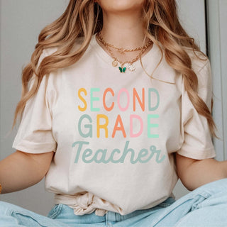 Retro & Colorful Grade Level Teacher Bella Graphic Tee - Limeberry Designs