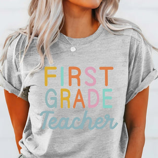 Retro & Colorful Grade Level Teacher Bella Graphic Tee - Limeberry Designs