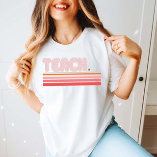 Retro Teach Stripes Bella Graphic Tee - Limeberry Designs