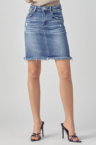 Risen High Rise Denim Skirt - Limeberry Designs