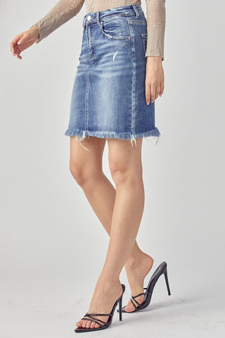 Risen High Rise Denim Skirt - Limeberry Designs