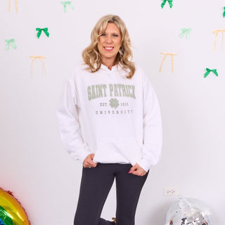 Saint Patrick University Hoodie With Front And Back Designs - Limeberry Designs