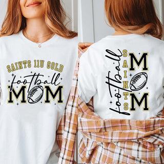 Saints 11U Gold Football Mom Front & Back Design Tee - Limeberry Designs
