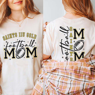Saints 11U Gold Football Mom Front & Back Design Tee - Limeberry Designs