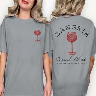 Sangria Social Club Front & Back Design Wholesale Comfort Color Tee - Fast Shipping - Limeberry Designs