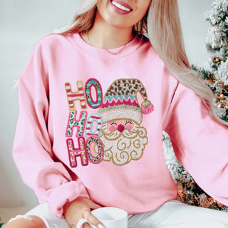 Santa Ho Ho Ho Faux Yarn Graphic Sweatshirt - Limeberry Designs