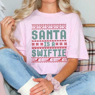 Santa Is A Swiftie Ugly Sweater Comfort Color Graphic Tee - Limeberry Designs