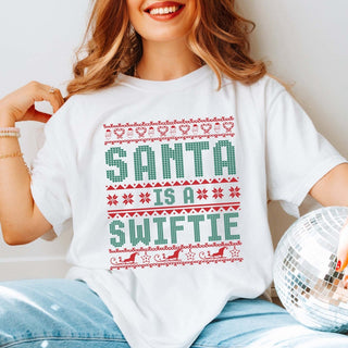 Santa Is A Swiftie Ugly Sweater Comfort Color Graphic Tee - Limeberry Designs