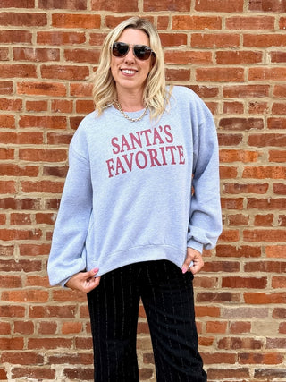 Santa's Favorite Balloon Sleeve Sweatshirt - Limeberry Designs