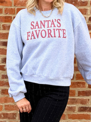 Santa's Favorite Balloon Sleeve Sweatshirt - Limeberry Designs