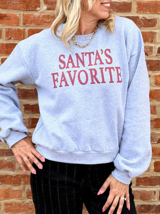 Santa's Favorite Balloon Sleeve Sweatshirt - Limeberry Designs