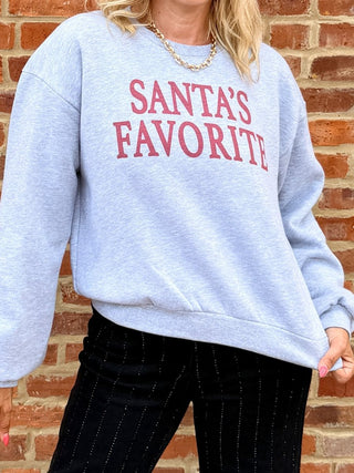 Santa's Favorite Balloon Sleeve Sweatshirt - Limeberry Designs