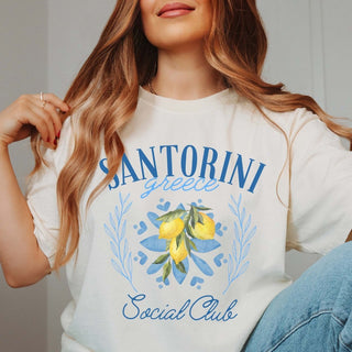 Santorini Greece Social Club Comfort Color Tee - Limeberry Designs