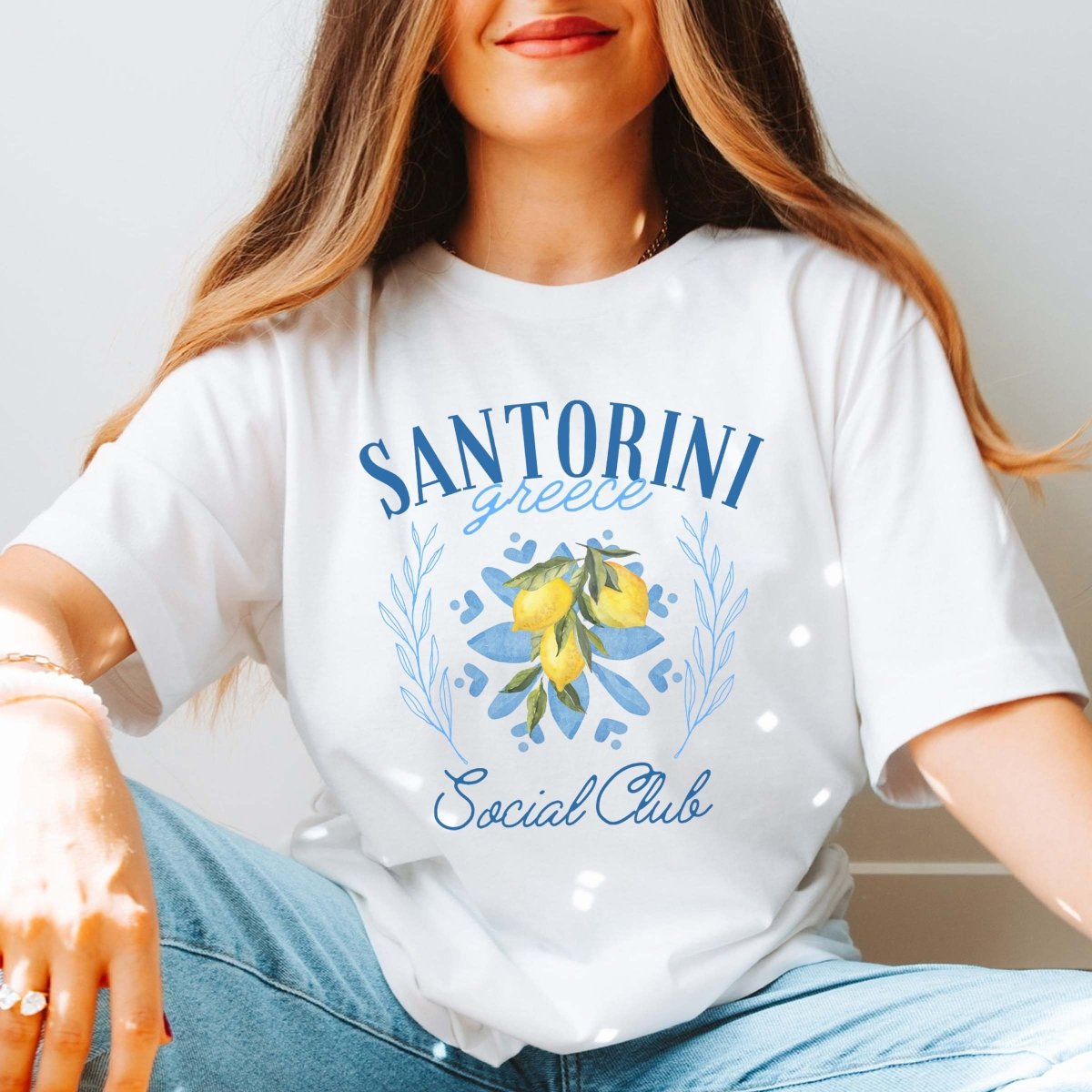 Santorini Greece Social Club Comfort Color Tee - Limeberry Designs