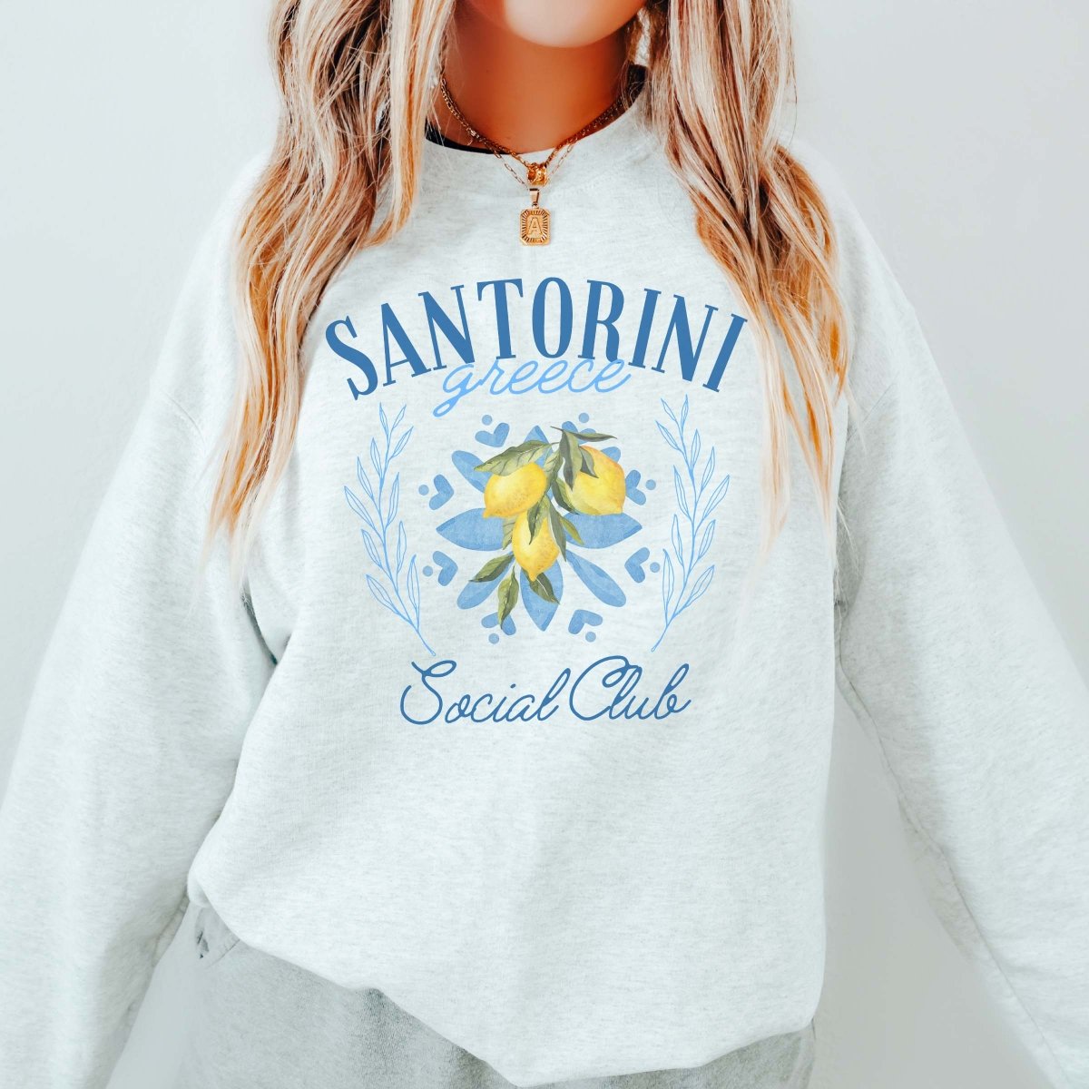 Santorini Greece Social Club Sweatshirt - Limeberry Designs