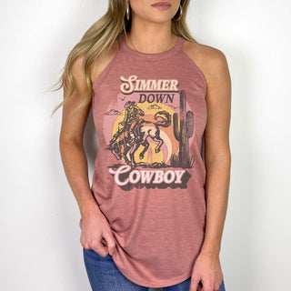 Simmer Down Cowboy High Neck Tank - Limeberry Designs