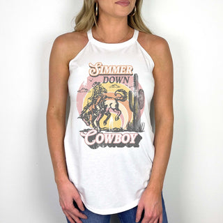 Simmer Down Cowboy High Neck Tank - Limeberry Designs