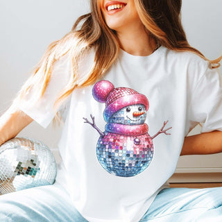 Snowman Disco Wholesale Bella Graphic Tee - Quick Shipping - Limeberry Designs