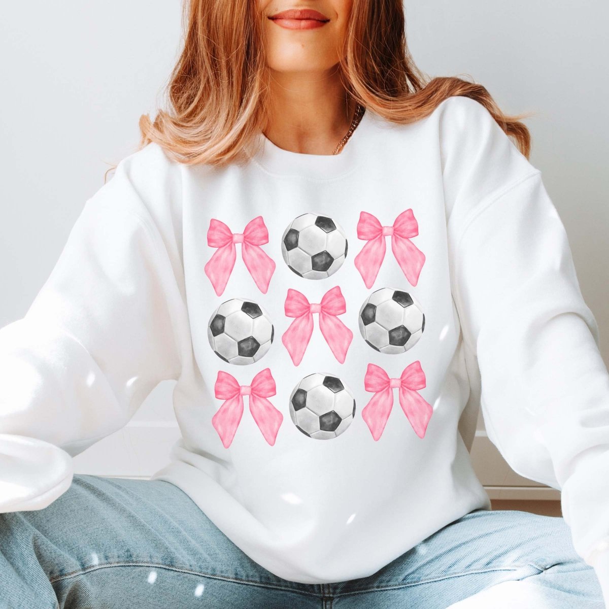 Soccer And Bows Collage Sweatshirt - Trendy Item - Limeberry Designs
