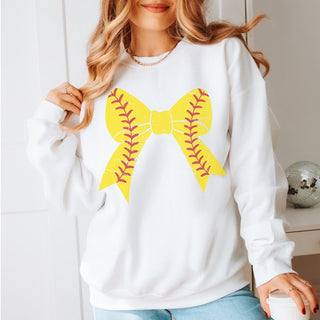 Softball Large Bow Sweatshirt - Trending Item - Limeberry Designs