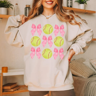 Softballs And Bows Collage Sweatshirt - Fast Shipping - Limeberry Designs