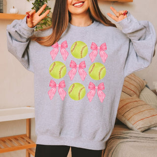 Softballs And Bows Collage Sweatshirt - Fast Shipping - Limeberry Designs