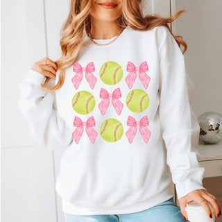 Softballs And Bows Collage Sweatshirt - Fast Shipping - Limeberry Designs