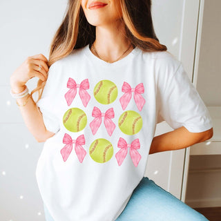 Softballs And Bows Collage Tee - Popular Item - Limeberry Designs