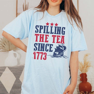 Spilling Tea Since 1773 Comfort Color Graphic Tee - Limeberry Designs