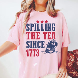 Spilling Tea Since 1773 Comfort Color Graphic Tee - Limeberry Designs