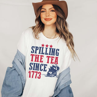 Spilling Tea Since 1773 Comfort Color Wholesale Graphic Tee - Fast Shipping - Limeberry Designs