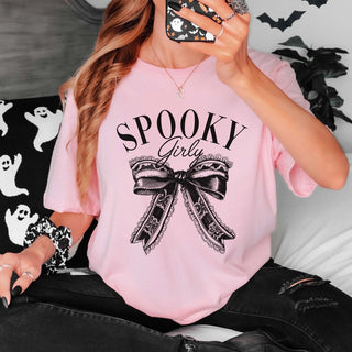 Spooky Girly Bow Bella Graphic Tee - Limeberry Designs