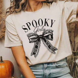 Spooky Girly Bow Bella Graphic Tee - Limeberry Designs