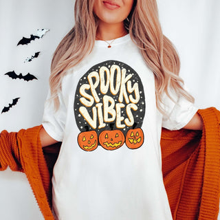 Spooky Vibes Pumpkins Wholesale Comfort Color Graphic Tee - Quick Shipping - Limeberry Designs