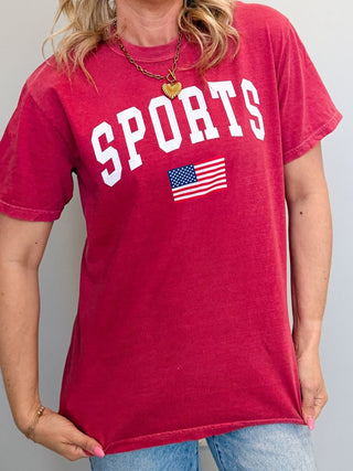 Sports USA Flag Comfort Color Graphic Tee - Limeberry Designs