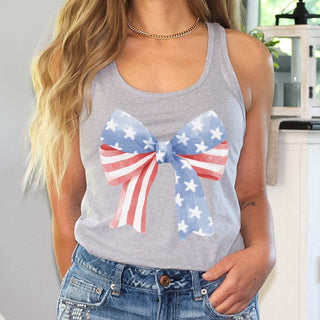 Stars and Stripes Bow Bella Flowy Tank - Limeberry Designs